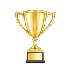 Shiny golden trophy illustration on white background depicting victory and success