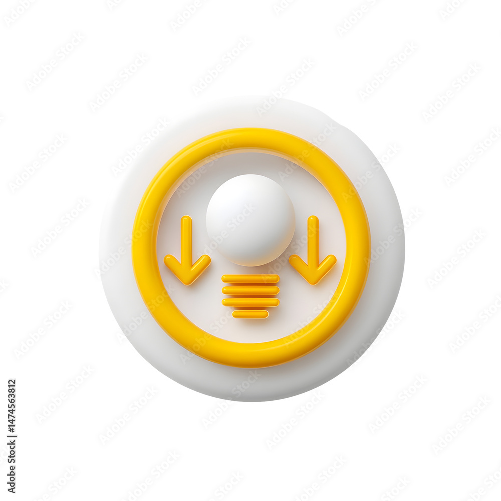 Poster a simple white and yellow circular icon depicting a light bulb with an upgrade arrow representing en