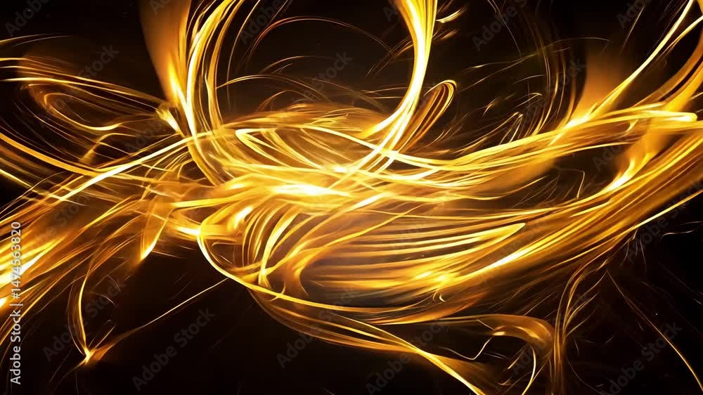 Aufkleber golden light trails intertwine in fluid motion, illuminating the darkness and creating captivating e