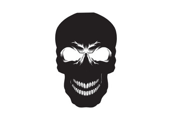 set of human skulls black and white vector. Silhouette shapes of skulls illustration.