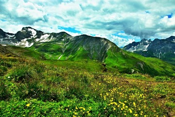 Austrian Alps - view from Stuttgart Hütte to the mountain peaks in the Lechtal Alps