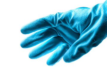 Blue medical glove, white isolate background