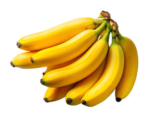 Bunch of ripe yellow bananas on an isolated white background.