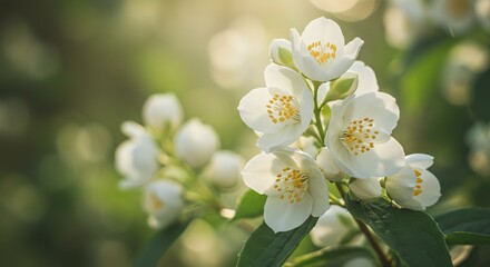 Obraz premium White Jasmine Flower Blossom in Bloom