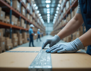 Preparing Shipment in Warehouse | Close-up of Packing Process