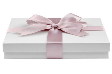 Elegant white gift box with a delicate blush pink ribbon