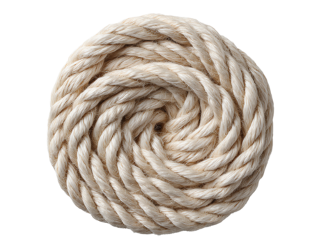 Coiled rope spiral, white isolate background