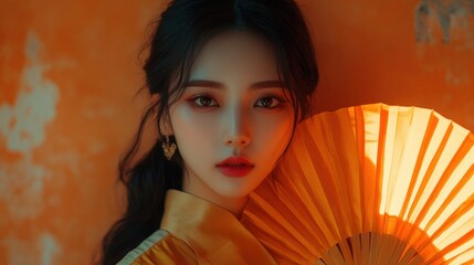 Asian woman with fan