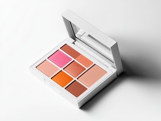 Six-shade eyeshadow & blush palette in sleek white case