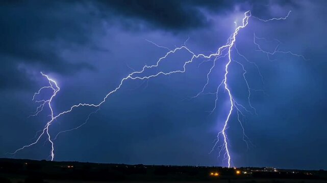 Lightning storm strikes weather nature sky thunderstorm electric power strike danger bright 100