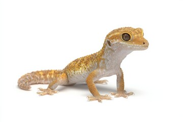 Naklejka premium Adorable Leopard Gecko on White Background