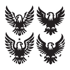 Fototapeta premium Black Eagle Icons Vector Set