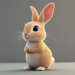 Obraz premium Cute Bunny Standing on Light Background