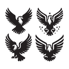 Obraz premium Black Eagle Icons Vector Set