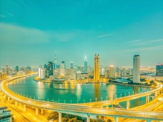 Obraz premium Panoramic Cityscape: Breathtaking Aerial View from Above