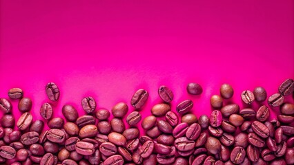 Fototapeta premium Panoramic Coffee Bean Textural Background - Rich Brown Roasted Coffee Beans