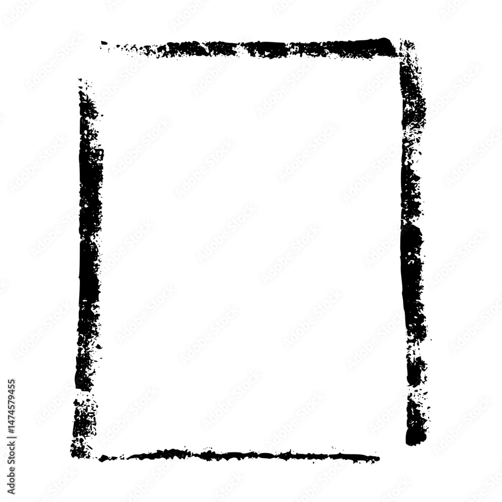 Aufkleber hand-drawn rectangular frame with rough brush strokes, sketchy pencil and chalk outline, scribbled s