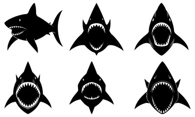 Black silhouette bundle of various abstract shapes with transparent background