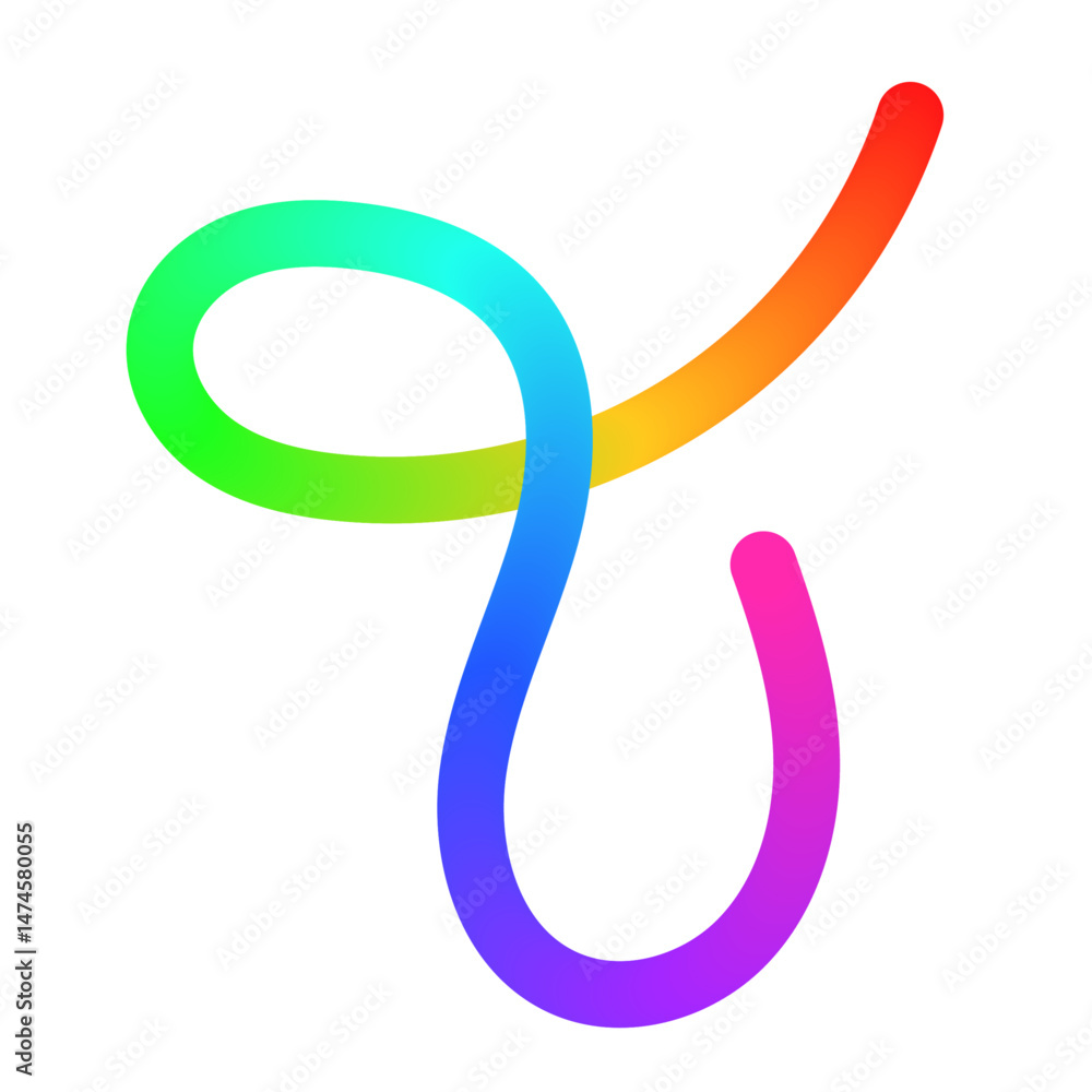 Poster abstract wavy lines with colorful gradient ribbon shapes, organic squiggle pattern, playful doodle e