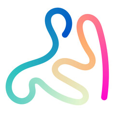 Abstract wavy gradient lines with fluid ribbon shapes, colorful 3D pattern, geometric and organic design elements. Flat vector illustration isolated on white background.