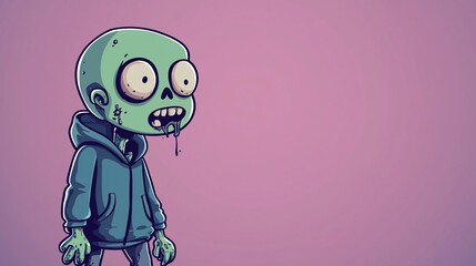 Fototapeta premium Cartoon Zombie Boy on Pastel Background
