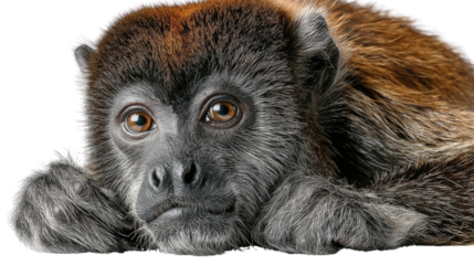 Contemplative Primate: A close-up shot of a monkey, its expressive eyes reflecting curiosity and intelligence, suggesting a moment of deep thought. 