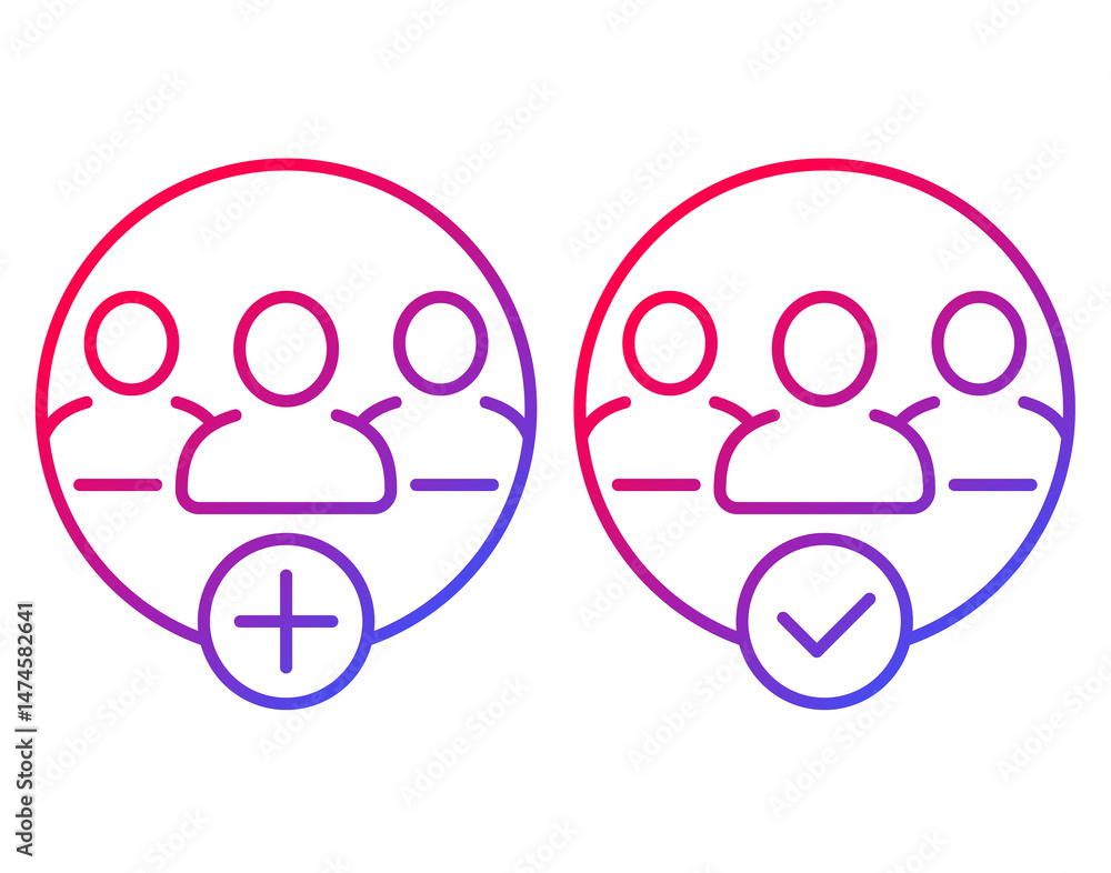 Poster add to group line icons for web