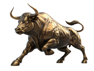 Stunning golden bull symbolizes strength and prosperity in vibrant market, representing bullish trends in finance and investment