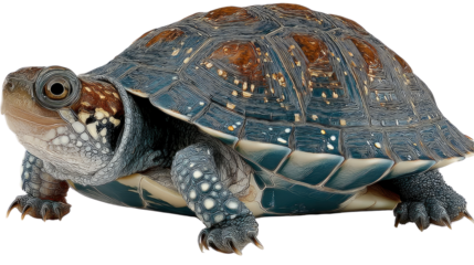 Turtle's Oceanic Voyage: A detailed portrait captures the resilience of a turtle, its patterned shell reflecting the depths of time, a symbol of nature's enduring spirit.
