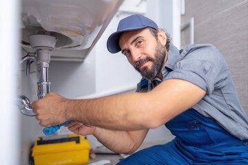 Man Repairing Sink Plumbing