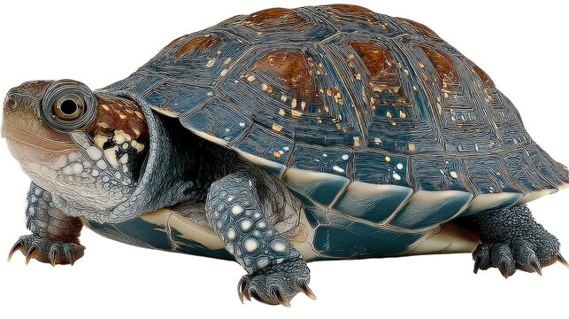 Turtle's Oceanic Voyage: A detailed portrait captures the resilience of a turtle, its patterned shell reflecting the depths of time, a symbol of nature's enduring spirit.
