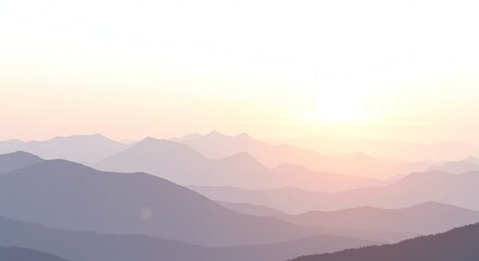 Obraz premium Softly lit mountain ranges at dawn.