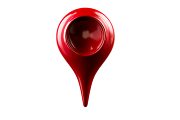 Red location marker design with transparent background for web use