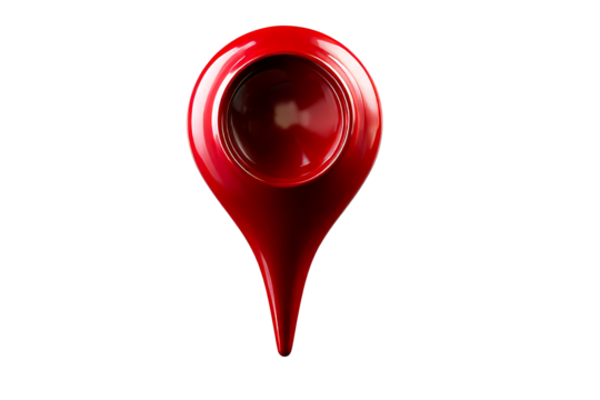 Red location marker design with transparent background for web use