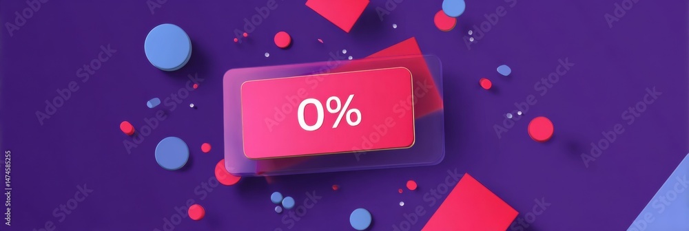 Poster Discount Popup on Glossy User Interface Panel With Vibrant Shapes and Colors Attracting Attention
