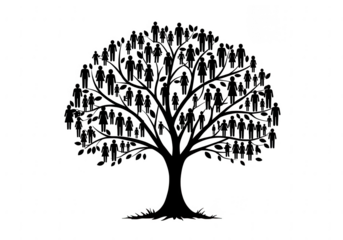 Family tree with figures isolated on transparent background