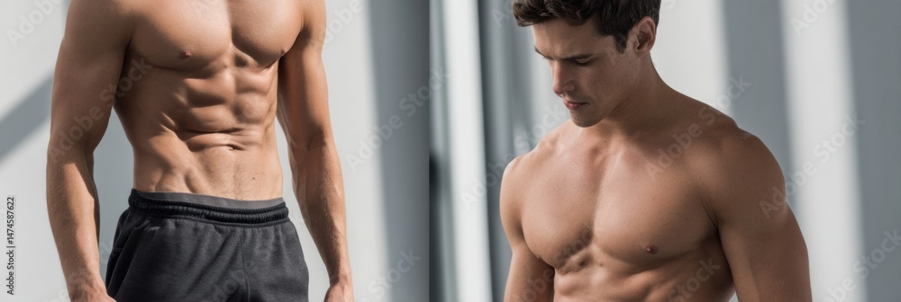 Poster strong torso twist movement showcases core strength against a fading sky backdrop during a fitness t