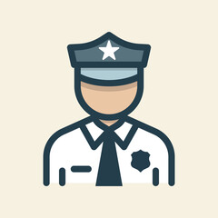 Stylized police officer icon illustration flat design Illustration
