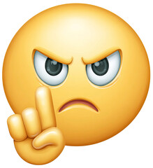 Angry Emoji with Index Finger Pointing Up on Transparent Background. angry emoji png, angry emoji 3d icon, angry emoji icon