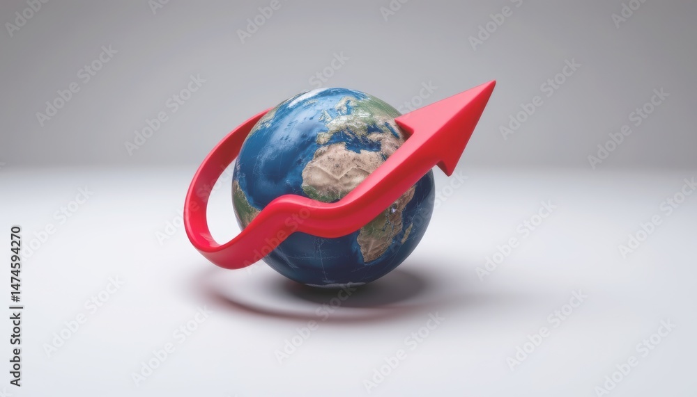 Aufkleber globe with an upward arrow symbolizing growth and progress.