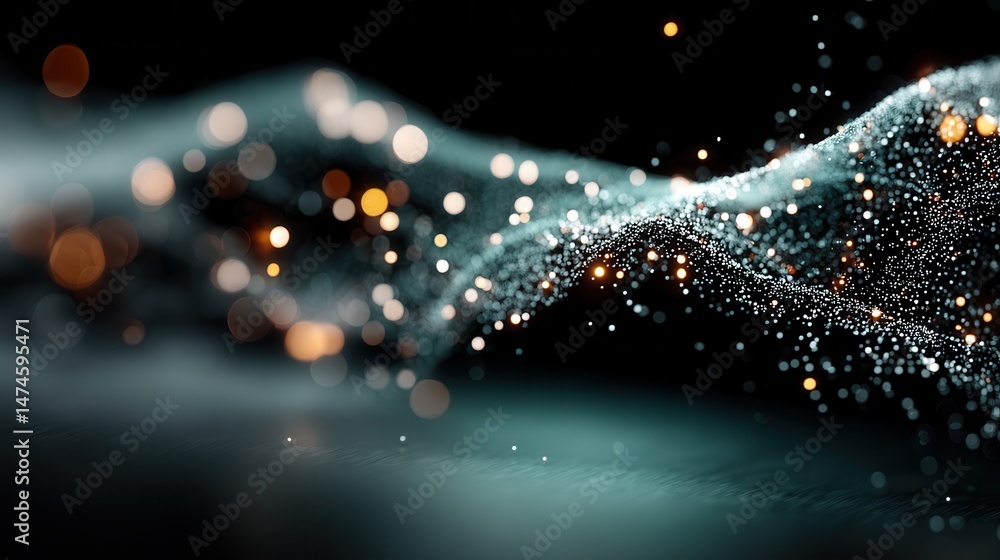 Fototapete futuristic point wave abstract background with a dynamic wave connecting background abstract wave artificial intelligence big data technology 3d rendering,stock photo