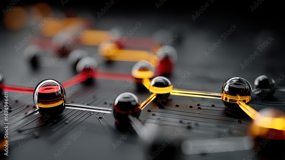 Poster geometric background and high tech circuit board connection system