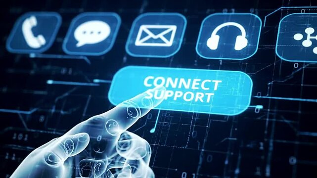 customer service support with communication icon technology concept. call center Business technology button on virtual screen