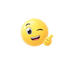 Happy Winking Emoticon Giving Thumbs Up on Transparent Background. happy winking emoticon png, happy winking emoticon 3d icon, happy winking emoticon icon