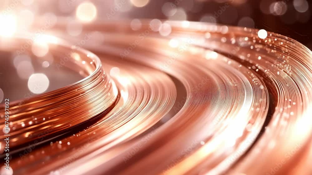 Aufkleber shiny copper wire coils create mesmerizing experience with sparkling bokeh lights and shimmering