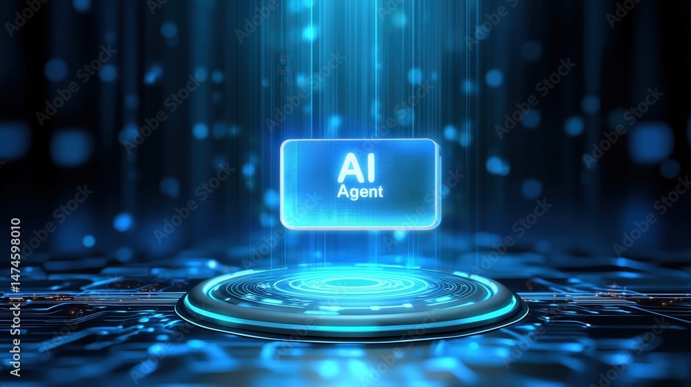 Poster Futuristic holographic text 