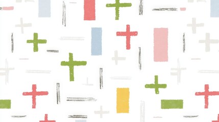 Abstract Colorful Pattern with Crosses and Shapes in Pastel Tones for Creative Projects