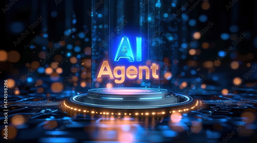 Poster Futuristic holographic text 