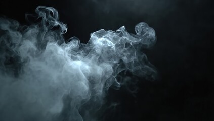 Wisps of white smoke swirl and rise against a dark background, creating a mysterious and atmospheric effect.