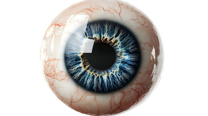 Human eyeball isolated on transparent background. 3D rendering